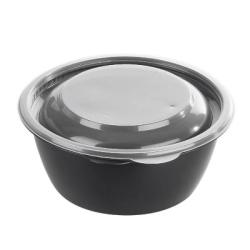 Тарелка суповая К-144-500мл (ПП) с крышкой черная СтиролПласт (300шт)